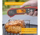Termómetro digital plegable de doble sonda IP7 con sonda para cocinar carne de barbacoa, parrilla culinaria, alimentos, utensilios de cocina y aparatos