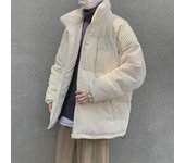 Chaqueta de pana de algodón estilo coreano para hombre con forro de terciopelo: un abrigo de invierno moderno, cálido y elegante.
