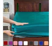 Sábanas de satén de lujo, funda de colchón suave y agradable para la piel, de seda de imitación, con banda elástica, protege la piel del cabello, ropa de cama US-T/UK-S:99x190x35cm