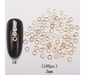 100 Uds nuevo 3d Nail Art Deco plata Mini Japón aleación de oro hueco remache Hardware herramientas Kawaii círculo uñas blanco