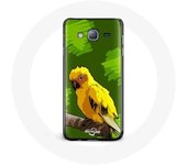 Coque pour Samsung Galaxy A3 Oiseaux de Perruches jaune Fond Vert