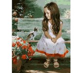 Niña en silla Diy pintura al óleo pared arte imagen decoración del hogar 20X30CM
