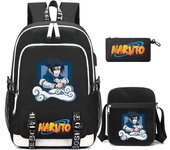3 unids/set Anime Naruto mochila niños adolescentes mochila de dibujos animados mochila escolar impermeable estudiante niño niña mochila escolar