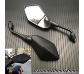 1 par de espejos retrovisores universales de fibra de carbono para motocicleta, scooter, bicicleta eléctrica, espejo convexo trasero eléctrico de 8 mm y 10 mm 10mm negro
