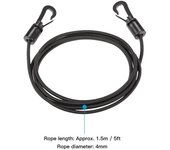 Cuerda elástica para Kayak, canoa, 1,5 M, 4MM, cordón de choque, gancho, cuerda de amarre negro