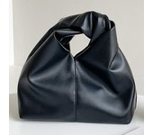 Bolso de mano de piel sintética con asa superior fruncida para mujer, bolso de mano con asa anudada, bolso de mano sencillo de color liso, bolso de viaje para mujer marrón