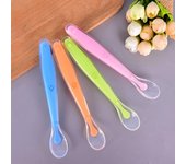 Vajilla de alimentación de bebé de silicona de grado alimenticio, cuchara de entrenamiento antideslizante, 1 ud. azul