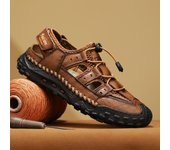 Sandalias transpirables de verano para hombre, sandalias romanas de moda, hechas a mano, de malla, zapatos casuales para hombre, plataforma para exteriores, sandalias de playa para hombre 39 negro