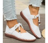 Zapatos planos informales para mujer, zapatillas de deporte a la moda para verano, zapatos para caminar con cordones para mujer, zapatos de diseñador 36 blanco