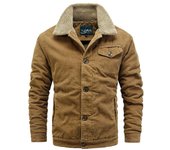 Nueva chaqueta informal de otoño e invierno para hombre, con cuello de piel de pana y chaqueta cálida de terciopelo. M