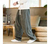 Pantalones de gran tamaño, pantalones tradicionales informales de otoño, pantalones de pierna ancha, pantalones de pana Harajuku, pantalones rectos, cintura elástica, sueltos para hombre M amarillo