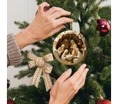 Decoración navideña con efecto 3D, acrílico, reutilizable, para interiores y exteriores, árbol de Navidad redondo, colgante con adorno colgante del Nacimiento de Jesús Salvador F
