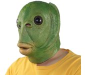Máscara de pez realista, cabeza de Animal, máscara de látex, disfraz facial, disfraz de Halloween verde