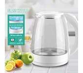 Hervidor eléctrico de vidrio de 2l con indicador Led, apagado automático para el hogar, agua protectora para hervir y secar white EU plug#