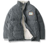 Chaqueta de invierno para hombre, chaquetas acolchadas de algodón grueso a la moda de lana cálida de otoño, abrigos informales de pana con cuello levantado, a prueba de viento de talla grande S blanco