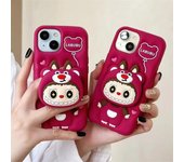 Funda de silicona suave con diseño 3D de Lotso Hat Labubu para iPhone 16, 15, 14, 13, 12 y 11 Pro Max iPhone 13 Pro Max verde