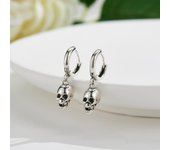 Pendientes de calavera para mujeres y hombres, pendientes góticos de hip hop, joyería colgante de esqueleto, pendientes de aro con bisagras Huggie