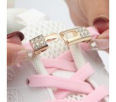 N.° 8 cordones elásticos sin cordones zapatillas cordones sin corbatas 8MM de ancho niños adultos 4 Uds diamantes accesorios para zapatos con cierre cruzado White