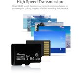 Tarjeta Micro SDXC UHS-I de 64 GB Tarjeta de memoria flash Micro SD de alta velocidad Tarjeta TF para teléfonos inteligentes, Android negro