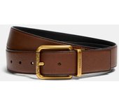 Coach Cinturón reversible con hebilla de rodillo cuadrada, cortado a medida, de 38 mm, de latón antiguo, color negro oscuro One Size