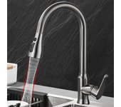 Grifo de cocina de un solo orificio con caño extraíble, grifo mezclador para fregadero de cocina, grifo mezclador con cabezal rociador de chorro negro