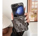Funda de cuero retro de lujo para Samsung Galaxy Z Flip 6 5 4 3, carcasa de diamantes de imitación, plegable, a prueba de golpes, protección completa For Samsung Z Flip 3 gris