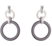 Boucles d'oreilles - Lenya - Argent Massif Rhodié 925 - Céramique Noire - Système Poussettes - Femme