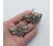Nuevos aros góticos Vintage de polilla para las orejas, accesorios de joyería de bruja pagana a la moda para mujer, pendientes colgantes con amuleto de polilla de luna Style 2