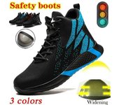 Zapatos de punta de acero a la moda, zapatos de seguridad de fibra de Kevlar, zapatillas de deporte, botas de trabajo con punta de acero desodorante transpirable para hombres y mujeres de talla grande 36 negro