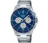 Casio Reloj analógico estándar de cuarzo con esfera azul y acero inoxidable bañado en iones MTP-1374D-2A3V para hombre azul