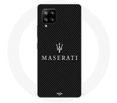 Coque Maniacase pour Samsung Galaxy A42 5g maserati blanc fond carbonne