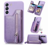 Funda tipo billetera con ranuras para tarjetas de color caramelo a la moda para iPhone Samsung Xiaomi Huawei Honor Cuero de PU + Funda con cremallera medio envuelta con soporte de TPU suave Xiaomi 11T/11T Pro rojo