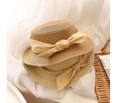 Sombreros de paja con lazo para niños, sombreros de playa de verano para niñas, gorras de visera plana para niños de 50-52-54 cm, protección solar circumference 50cm