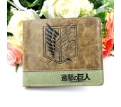 Cartera corta de piel sintética para hombre Jiyuu no Tsubasa de Anime Attack On Titan