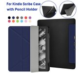 PU Leather eReader Cover Auto Wake/Sleep with Pencil Holder for Kindle Scribe 10.2 inch 2022 azul marino