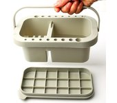 Limpiador de pinceles 3 en 1, cubo multifuncional para lavar pinceles, bandeja, soporte y tapa. amarillo