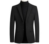 Blazer de lana informal de negocios para hombre, chaqueta lisa de otoño para hombre, chaquetas de manga larga para hombre XXXXL negro