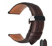 Correa de reloj de cuero para hombre, 18 mm, 19 mm, 20 mm, hebilla plegable, accesorios de reloj, correa de reloj universal con hebilla de mariposa para mujer 19mm