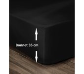 LOVELY HOME Drap Housse 100% Coton 140x190cm - Bonnet 35cm - Noir