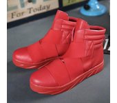 Botines rojos de estilo británico de moda para hombre, zapatos de cuero de caña alta para otoño e invierno, zapatillas de skate de calle, zapatos de hip hop para hombre 39