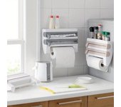 Estante de almacenamiento de film plástico para cocina de uso doméstico con cortador Estante de papel de aluminio para barbacoa Estante de toallas de papel Estante de almacenamiento de toallas