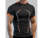 Camiseta deportiva a la moda para hombre, pantalón corto informal para deportes al aire libre, camisetas de manga corta, camiseta ajustada de entrenamiento de baloncesto L negro