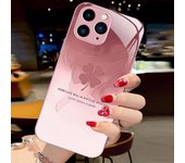 Funda de vidrio líquido con diseño de trébol de cuatro hojas para Apple 15/15Pro/14Pro/13Mini Max iPhone 13 Pro Max azul