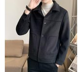 Chaqueta de hombre de color liso con solapa, abrigo informal para otoño e invierno, botones, manga larga, tops versátiles, sueltos M marrón