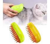 Cepillo de vapor para gatos, cepillo para perros 3 en 1, cepillos eléctricos para el pelo de gatos con pulverizador para masaje, peine para el cuidado de mascotas, peines para depilación amarillo