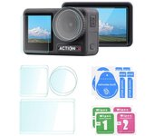 Película de vidrio templado 9H para DJI Osmo Action 4 (lente, pantalla y protector de pantalla frontal HD, antiarañazos)