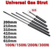 1 pieza 100N 150N 200N 10 mm Barras de soporte de gas para automóvil Resorte de gas para capó 210-510 mm M8 Varilla de soporte Elevador de choque para cama de RV Ventana Autobús Caravanas 210mm
