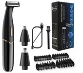 Máquina de afeitar de precisión 3 en 1 para barba, cejas, nariz, vello púbico, maquinilla de afeitar eléctrica masculina y femenina para zonas íntimas, línea del bikini, afeitadora de partes sexuales varios colores