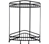 Estante de esquina de dos niveles de metal perlado para baño, almacenamiento limitado, negro BLKP, negro [BLKP] AZ-5077 negro