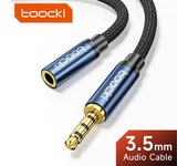 Toocki Aux Cable Jack 3.5mm macho a hembra Cable de altavoz de extensión de audio masculino con micrófono para auriculares Xiaomi Extender Cord 3 sections 0.5M gris